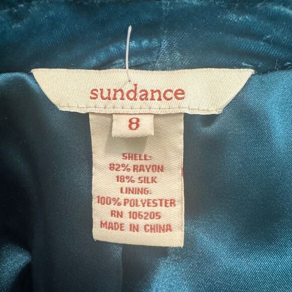 Sundance Velvet Silk Lined Jewel Toned Teal Open Jacket - Picture 7 of 7